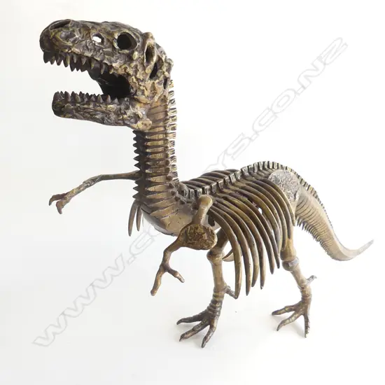 BRONZE SCULPTURE T-REX DINOSAUR SKELETON H.  600 L. 890MM