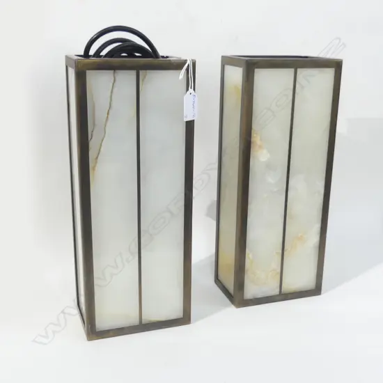 PR RETRO COPPER & ONYX SCONCE LAMPS (WORKING) H. 350MM