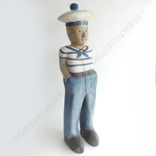 CARVED WOODEN SAILOR H.880mm (cracked)