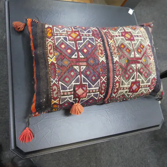 VINTAGE KELIM PILLOW geometric face & striped back