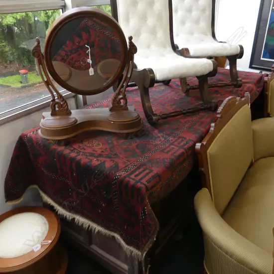 HAND KNOTTED ALL WOOL RUG - RED & BLACK DESIGN 2800x1200mm