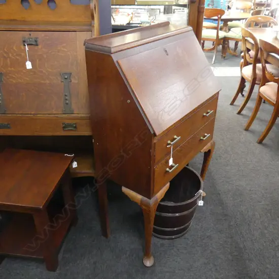 OAK QUEEN ANNE STYLE DROP FRONT DESK 690x350x1105mm