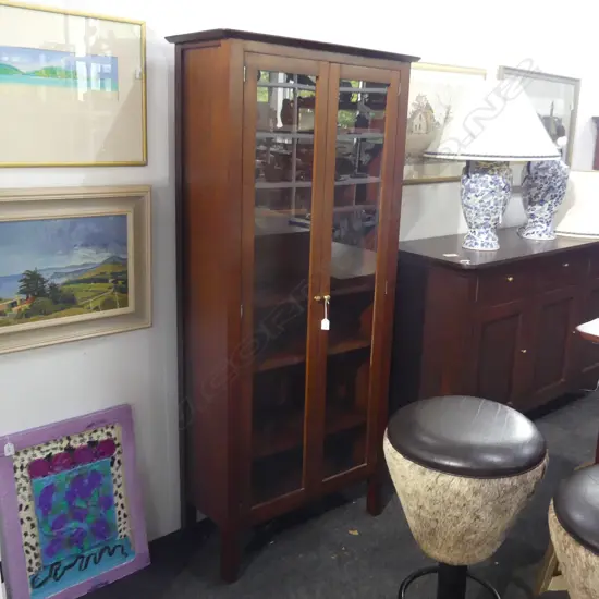 WILLETTS FURNITURE TAWHAI WOOD GLAZED DISPLAY CABINET - 5 ADJ. SHELVES 760x365x1700mm