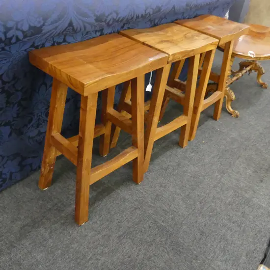3 'DAVID SMITH & CO' USA HARDWOOD BAR STOOLS Japanese style