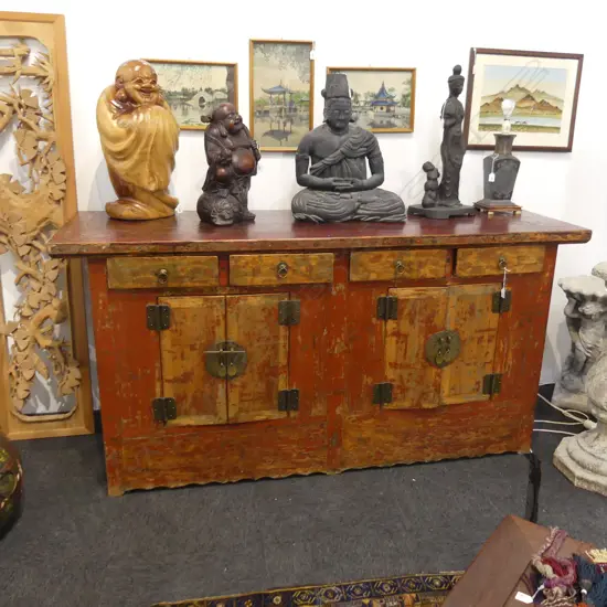 RED LACQUER CHINESE CHEST 1975x635x990mm