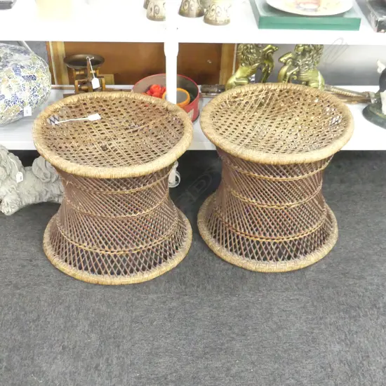 PR INDIAN WOVEN CANE STOOLS AF H.410mm / 440mm dia