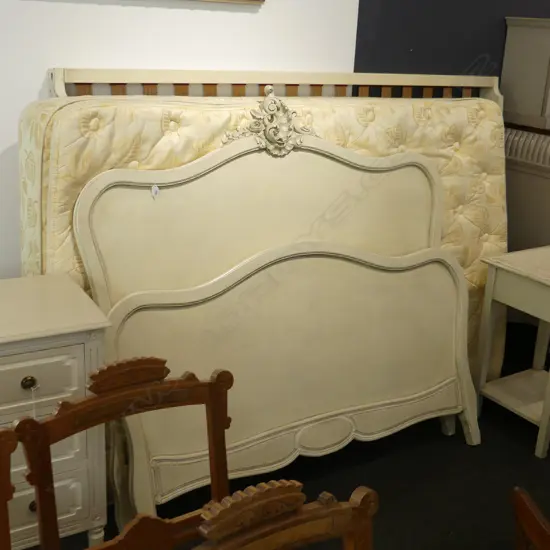 FRENCH STYLE DOUBLE BED & BASE, INCL MATTRESS 