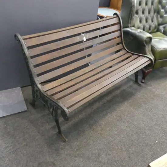 TEAK & CAST IRON BENCH SEAT W.1260mm