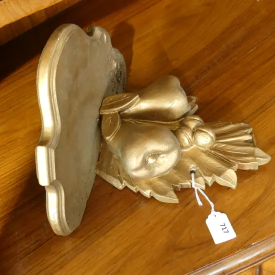 GOLD PAINTED CARVED WOODEN WALL BRACKET SHELF H.225mm