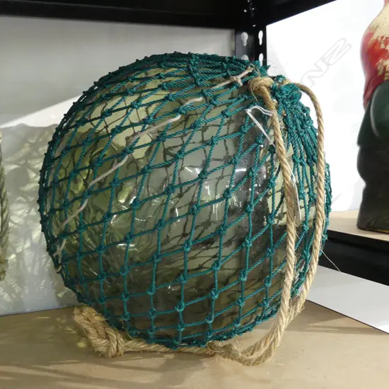 OLD GLASS FISHING FLOAT WITH NETTING Dia.310mm