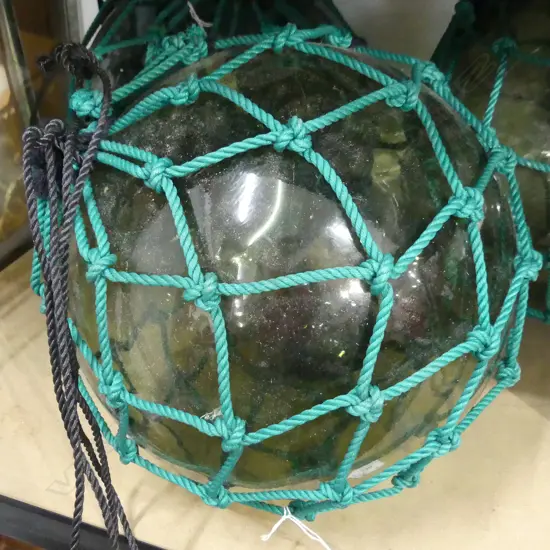 OLD GLASS FISHING FLOAT WITH NETTING Dia.320mm