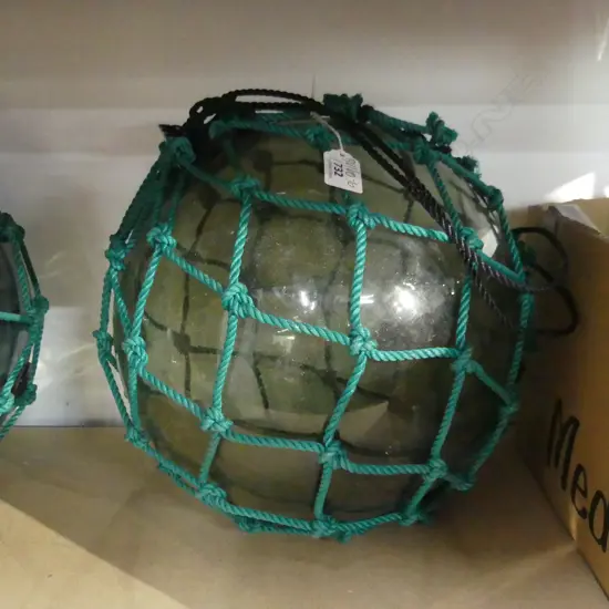 OLD GLASS FISHING FLOAT WITH NETTING Dia.310mm
