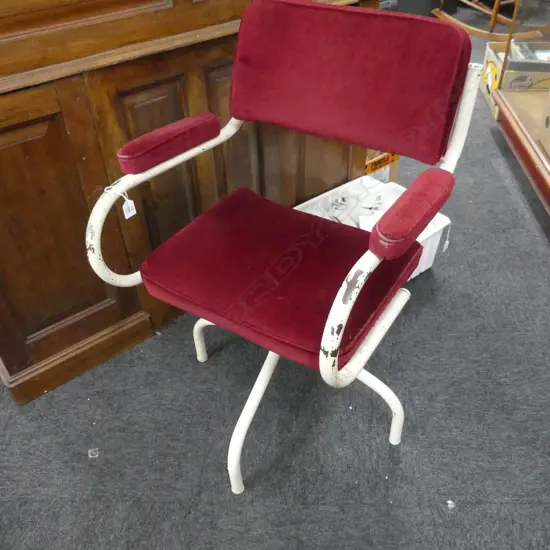VINTAGE RETRO MAROON VELVET CHAIR