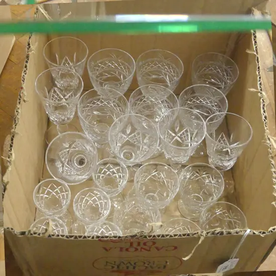 ASST STUART AN WEE CORBETT CUT CRYSTAL GLASSES ETC