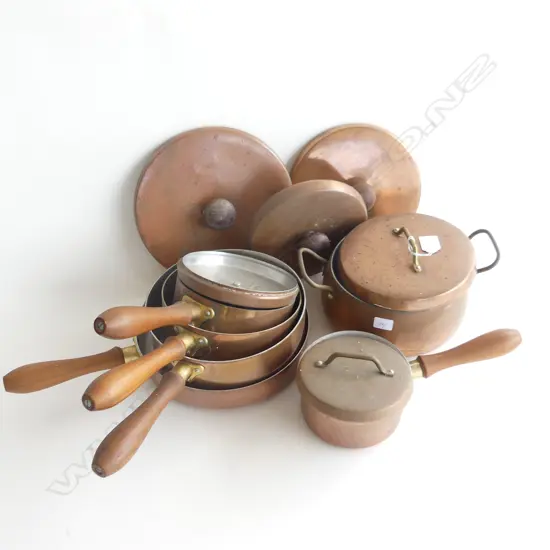 6 ASST. LIDDED COPPER POTS