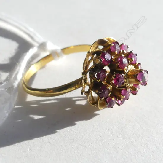 9ct GOLD MULTI RUBY PRINCESS RING (20607)