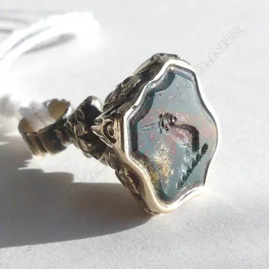 VICTORIAN ROLLED GOLD & BLOODSTONE FOB SEAL (19857)