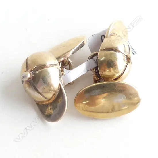 PR BASEBALL CAP GOLD PLATED CUFFLINKS 12.8GMS