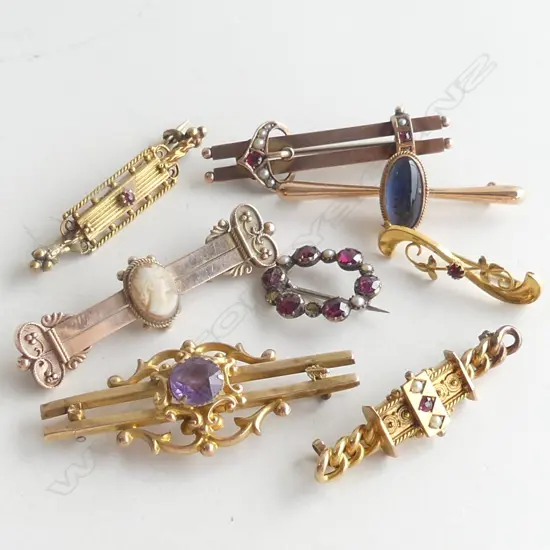 8 ASST VINTAGE BAR BROOCHES