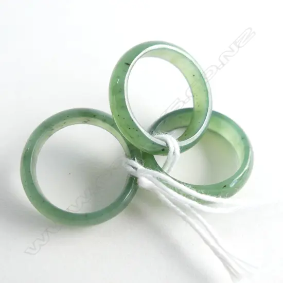 3 NZ POUNAMU (GREENSTONE) RINGS 
