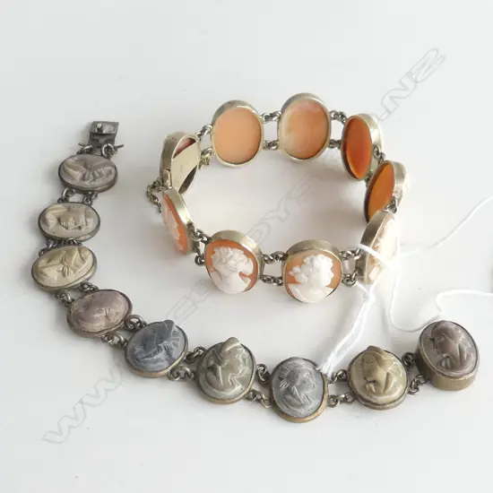 GOLD PLATED CAMEO BRACELET & LAVA CAMEO BRASS BRACELET