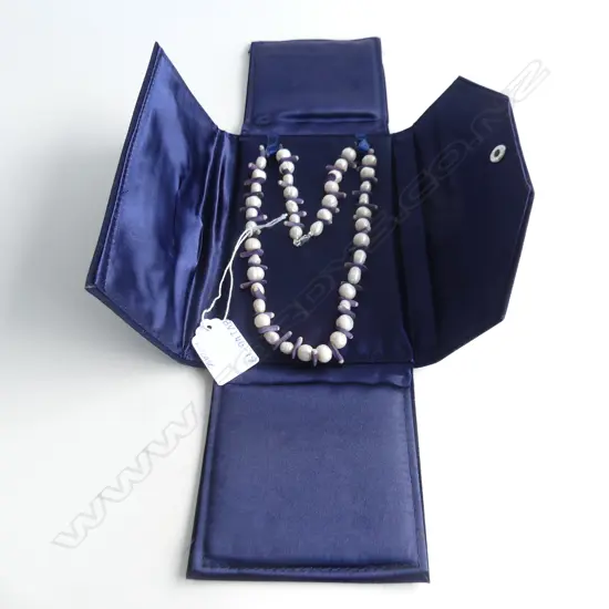 CORAL & PEARL NECKLACE, 925 SILVER CATCH. IN CASE