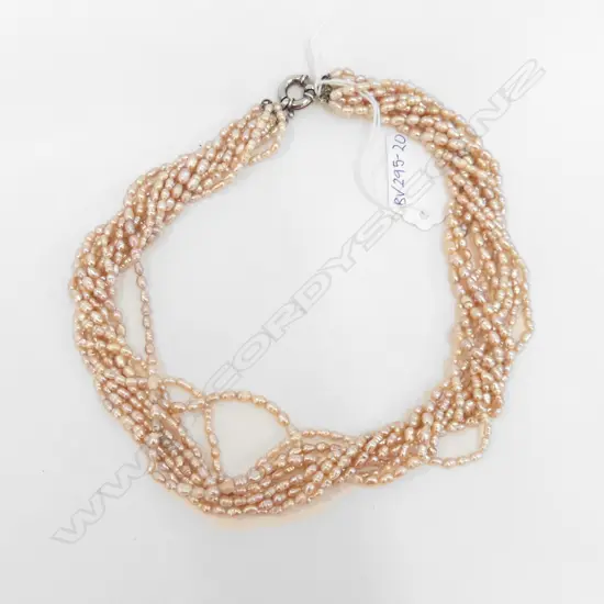 10 STRAND TWISTED PINK FRESHWATER SEED PEARL NECKLACE