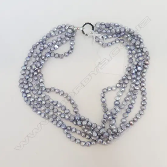5 STRAND GREY FRESHWATER PEARL NECKLACE