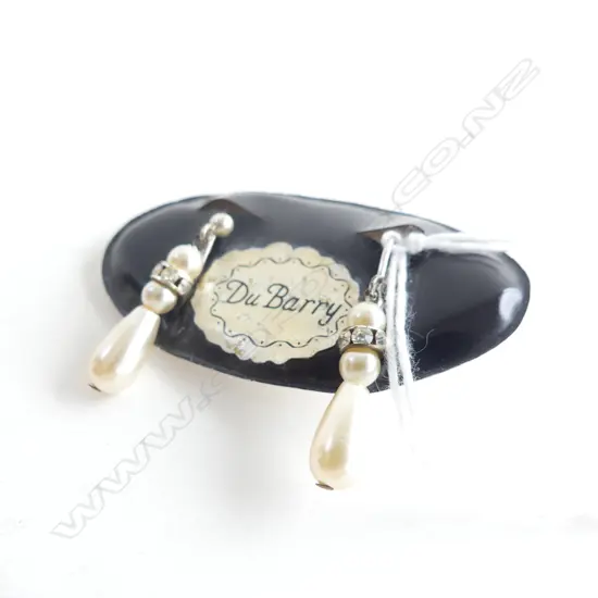 PR STG SILVER, PEARL & CRYSTAL DUBARRY SCREW DROP EARRINGS