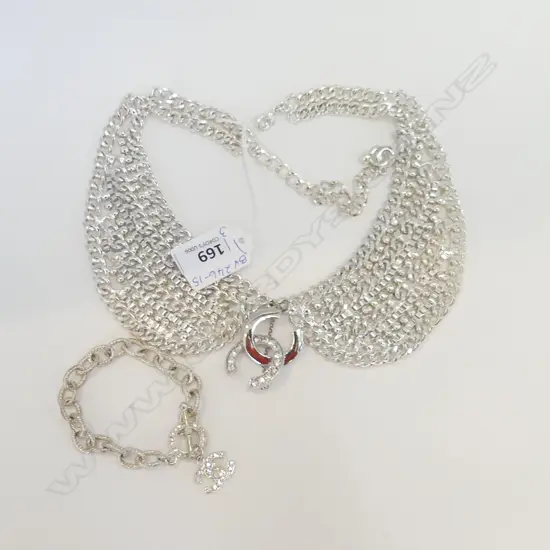 FAUX CHANEL BRACELET, COLLAR NECKLACE & SCARF