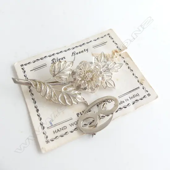 2 STG SILVER BROOCHES INCL HAND CRAFTED FILGREE