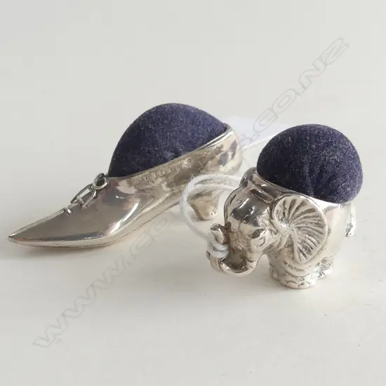 TWO SILVER PIN CUSHIONS London 1990
