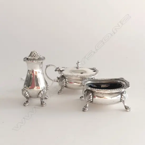 3 STG SILVER CONDIMENTS LONDON 1924 123 GRAMS