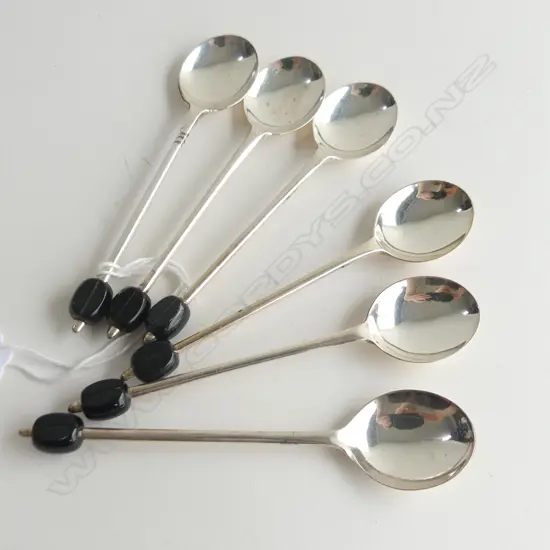 6 EP SILVER COFFEE BEAN SPOONS
