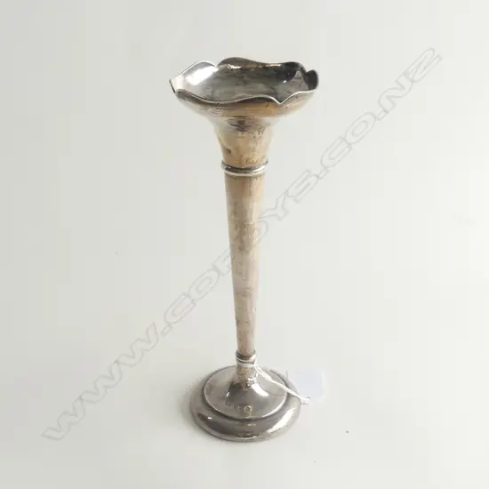 SILVER TRUMPET VASE BIRMINGHAM 1914. H.230mm