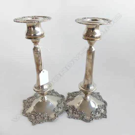 PR VINTAGE SILVER PLATE CANDLE HOLDERS H. 215MM