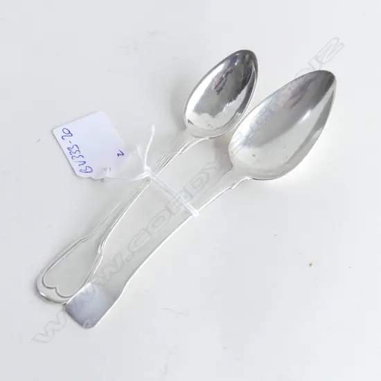 2 SILVER TEASPOONS. 1 DUBLIN 1 FRENCH 43gms