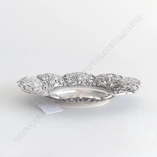 INDIAN SILVER FANCY EMBOSSED BONBON DISH L.170mm. 800std