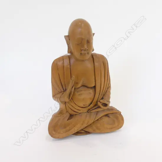 CARVED WOODEN BUDDHA STATUE H. 200MM