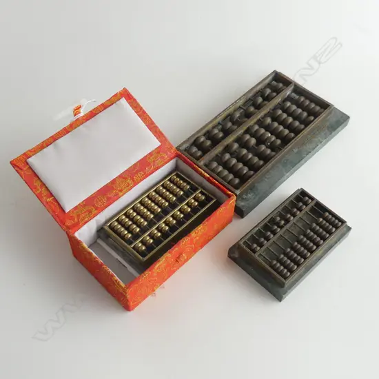 3 MARBLE & BRASS ABACUSES W.155mm