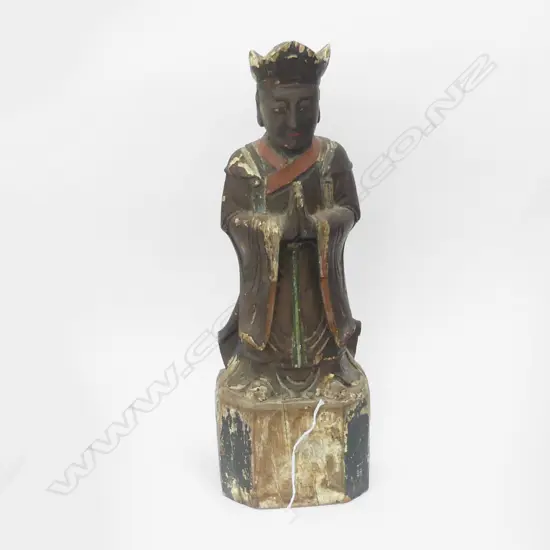LGE CARVED WOODEN ORIENTAL FIGURE H.440mm