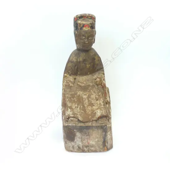 LGE CARVED WOODEN ORIENTAL FIGURE H.350mm