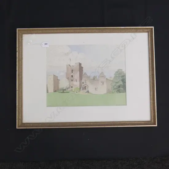 SIGNED W/C (T. M. WARREN?) LUDLOW CASTLE 280x365mm some foxing