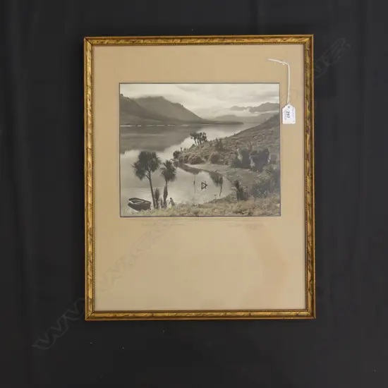 ELLIS DUDGEON FRAMED PHOTOGRAPHIC SIGNED PRINT 'EARLY MORNING LAKE HAWERA'  300 X 250MM