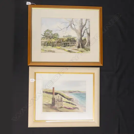 2 WILLIAM BANKS W/C 'CORNISH TIN MINE' & LANDSCAPE 285x400mm