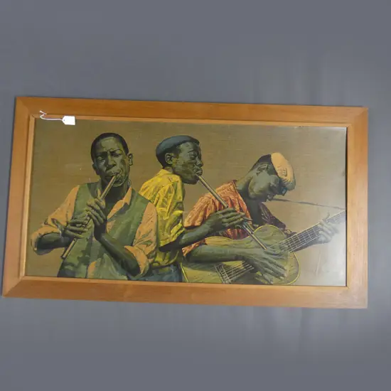 LARGE TRETCHIKOFF PRINT 3 NEGRO MUCISIONS 1M105MM BY 560MM