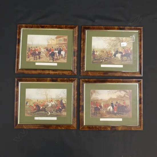 SET 4 HUNTING SCENE FRAMED PRINTS 250 X 170MM