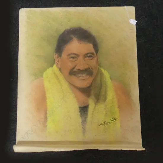 BEVAN FIDLER NZ ARTIST 'BILL T JAMES' PASTEL 700 x 550mm