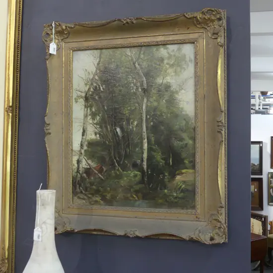 EUGENIO SCORZELLI ITALIAN WOOD GATHERER OIL 495x395mm