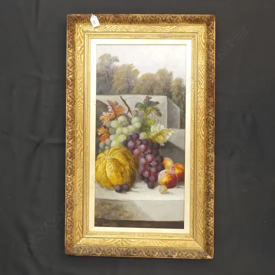 HENRY CLAIR STILL LIFE w. FRUIT OIL ON BOARD SIGNED 600x310mm